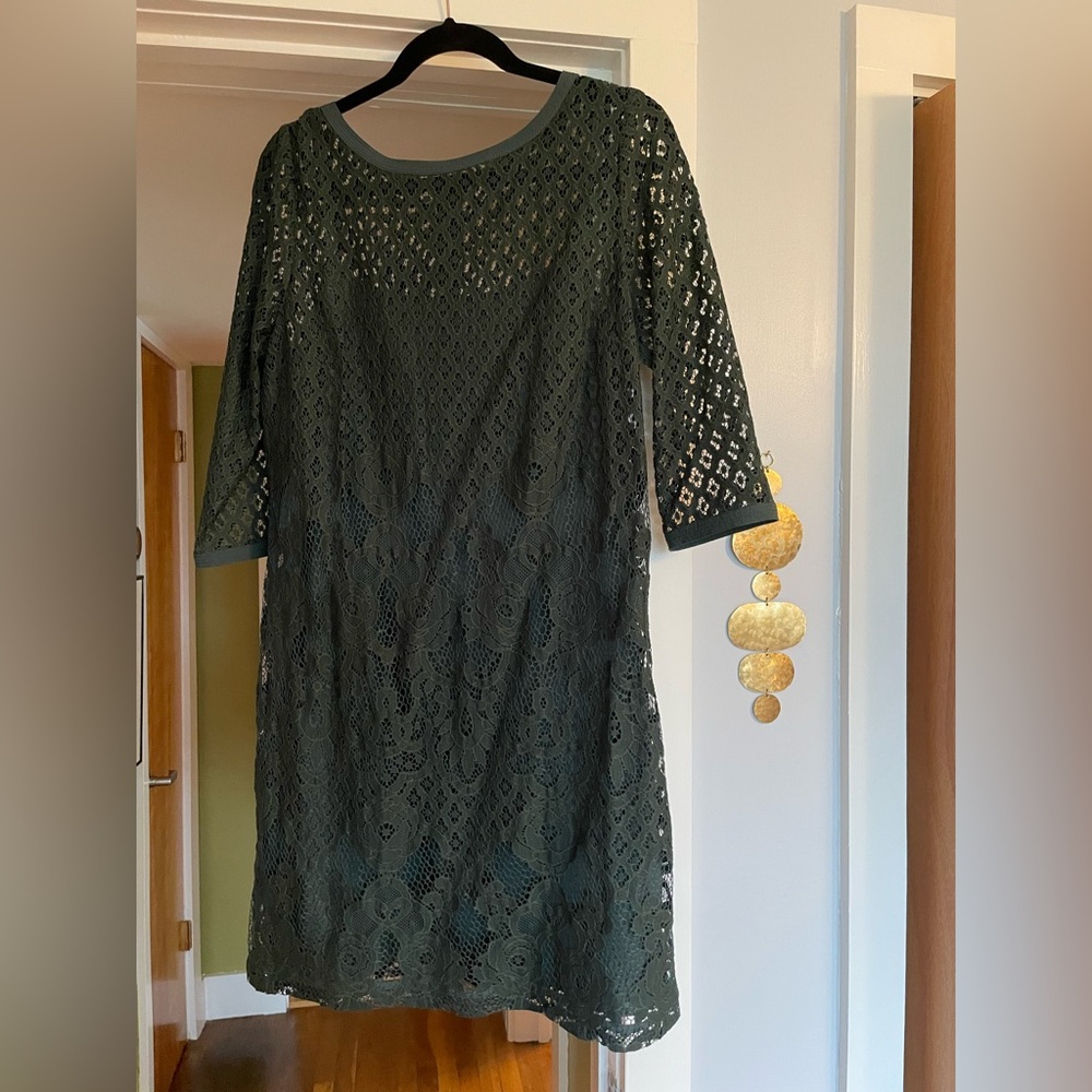 The Loft Lace Cocktail Dress Emerald Green